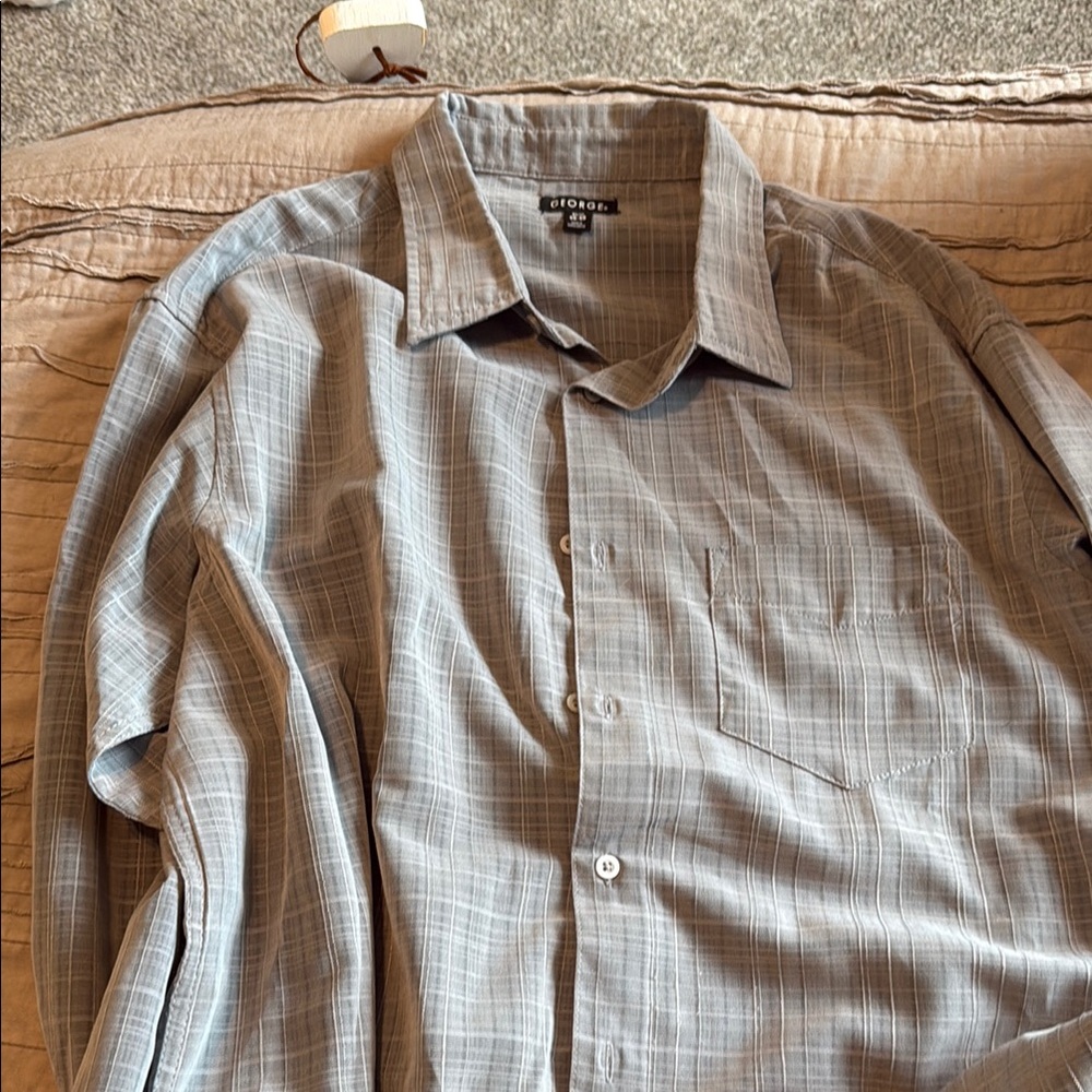 George Gray Casual Button Down Shirt Lightweight Cotton Blend